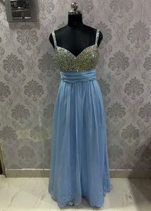 Elegant Blue Embellished Gown