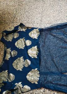 Blue Kurti With Slit Cut