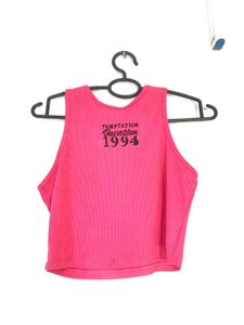Pink Ribbed Cropped Tank