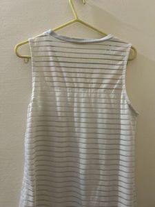 Elegant White Striped Dress