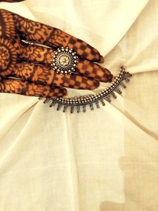 silver oxidised choker necklace and ring