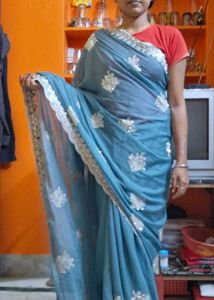 Teal Embellished Saree