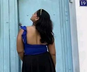 Blue Ruffled Crop Top