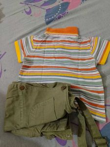 Cute Baby Overalls &amp; Striped Tee Set