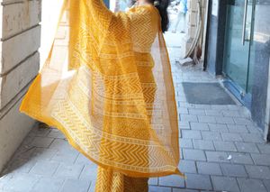 Mustard Zig-Zag Saree