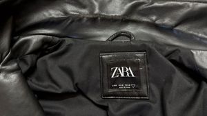ZARA Black Faux Leather Biker Jacket M(40)