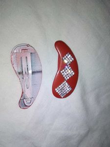 Red Hair Clips (Set of 2)