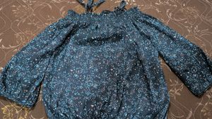 Soft Streachable Blue Print Top For Women