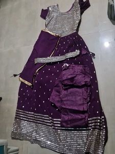 Purple Sequined Anarkali Suit