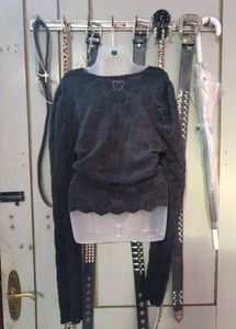goth/alternative y2k Emo Black Knit Top