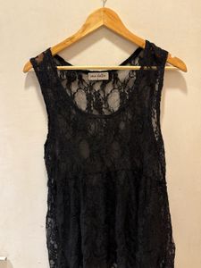 Beautiful Black Lace high low Top