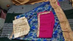 Floral Print Lehanga with Gold Border