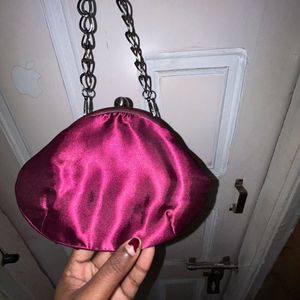 SATYA PAUL  Plum Satin Evening Bag