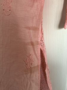Peach Chikankari Kurta