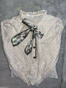 Vintage Lace Blouse with Bow