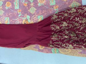 Maroon Embroidered Garara Set