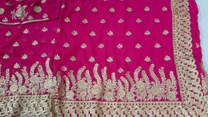 Rani Pink Saree Stitched Blouse With Petticoat