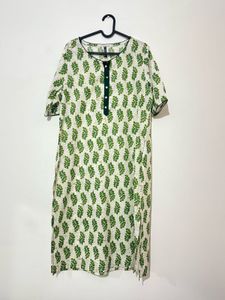 Green Floral Print Kurta