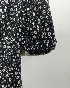 B&amp;W Floral Fit and Flare dress with puffy sleeves
