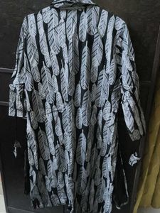 Feather Print Black Kurta