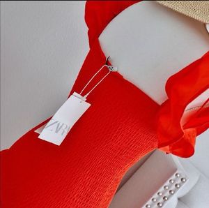 ZARA BRIGHT RED RUFFLED DRESS