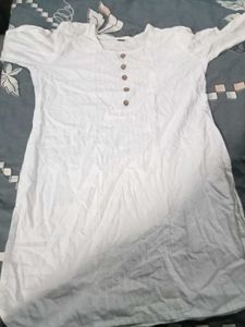 Off White Cotton Kurta For Women In L Size