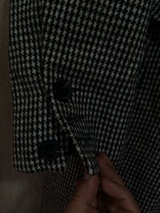 A Houndstooth Checkered Overcoat In Blended Wool.
