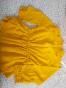 Yellow Lace Trim Dress