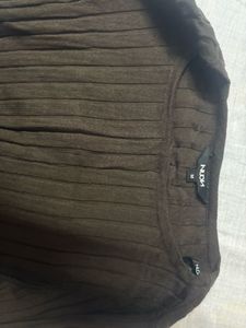 Brown Ribbed Tie Top