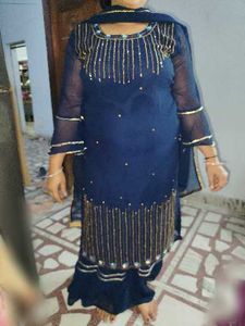 Elegant Blue Sharara Set