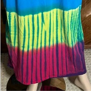 Bandeau Halter Dress Long Blue Tie Dye