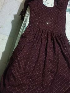 Maroon Naira Cut With Circular Plazzo