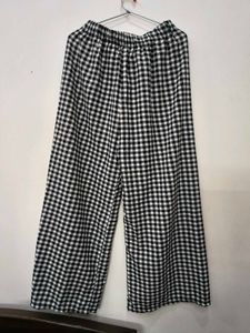 Checked Wide-Leg Palazzo Pants