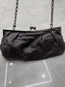 Leather Chain Strap Clutch