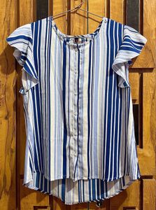 Striped Ruffle Sleeve Top