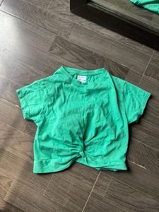 Green Zara Knotted Top