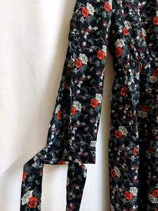 Easy Buy Short Floral Dress With Elastic Waist