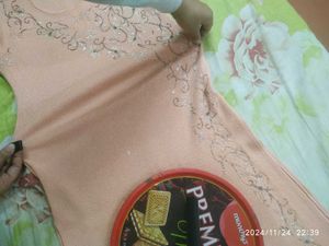 Peach Colour Embroidered Suit With Beautiful Stoll