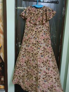 New Stylish Beige Colour Soft Crepe Gown