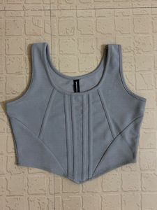 silver crop corset Tank Top
