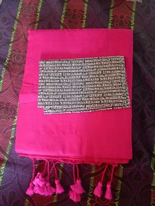 Hot Pink Mulmul Saree with Printed Blouse Piece