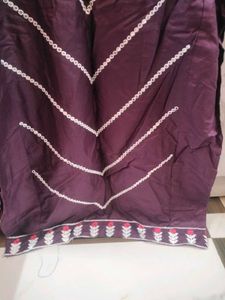 Wine Pakistani Kurti Pant Set