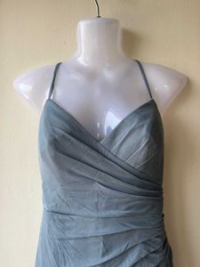 Elegant Dusty Blue Azazie Dress ( A8)