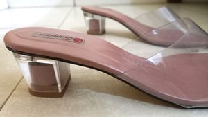 Dusty Pink Transparent Block Heels