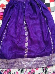 Purple Banarasi Silk Kurta And Lehnga Set 💜