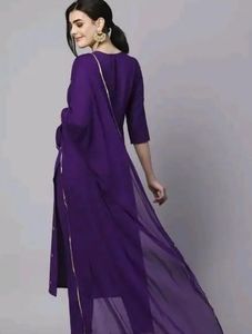 Elegant Purple Embroidered Kurti Set