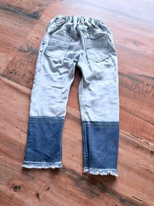 kids Cute Two-Tone Denim Pants