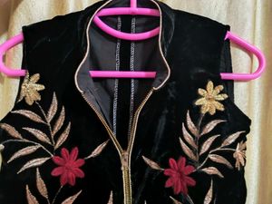 Embroidered Velvet Vest