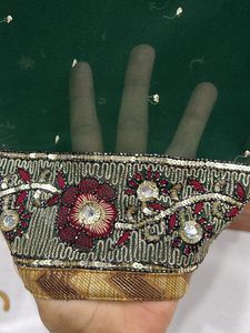Green Saree with Embellished Blouse