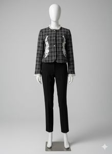 Tweed Jacket with Floral Embroidery